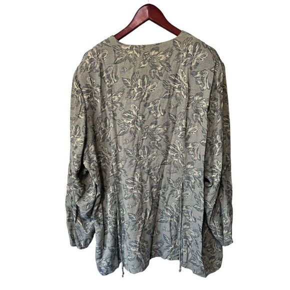 NWT NEW Vintage Sheri Martin Jade Green Leaf Button Front Tunic Blouse Size 24W - Picture 2 of 10